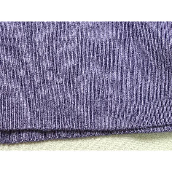 Lesley Evers Womens M/L Solid Navy Blue Ribbed Blouse Top Stretch Deep V Neck - Picture 10 of 10